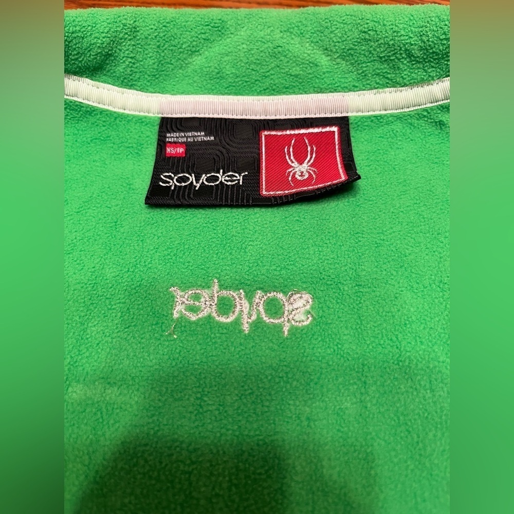 Spyder Major Cable Knit Neon Green Full Zip Fleece Lined Jacket Coat Size XS - Picture 11 of 13